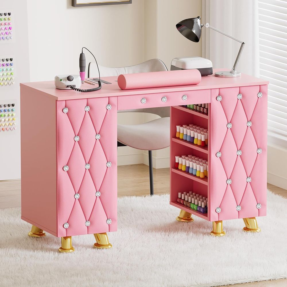 Leather Desk Pad - Manicure Table Nail Desk w/Dust Collector