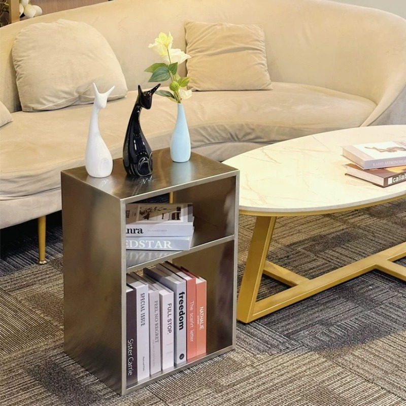 Magazine Holder Rack - Stainless Steel Mid-Century Coffee Table, Metal