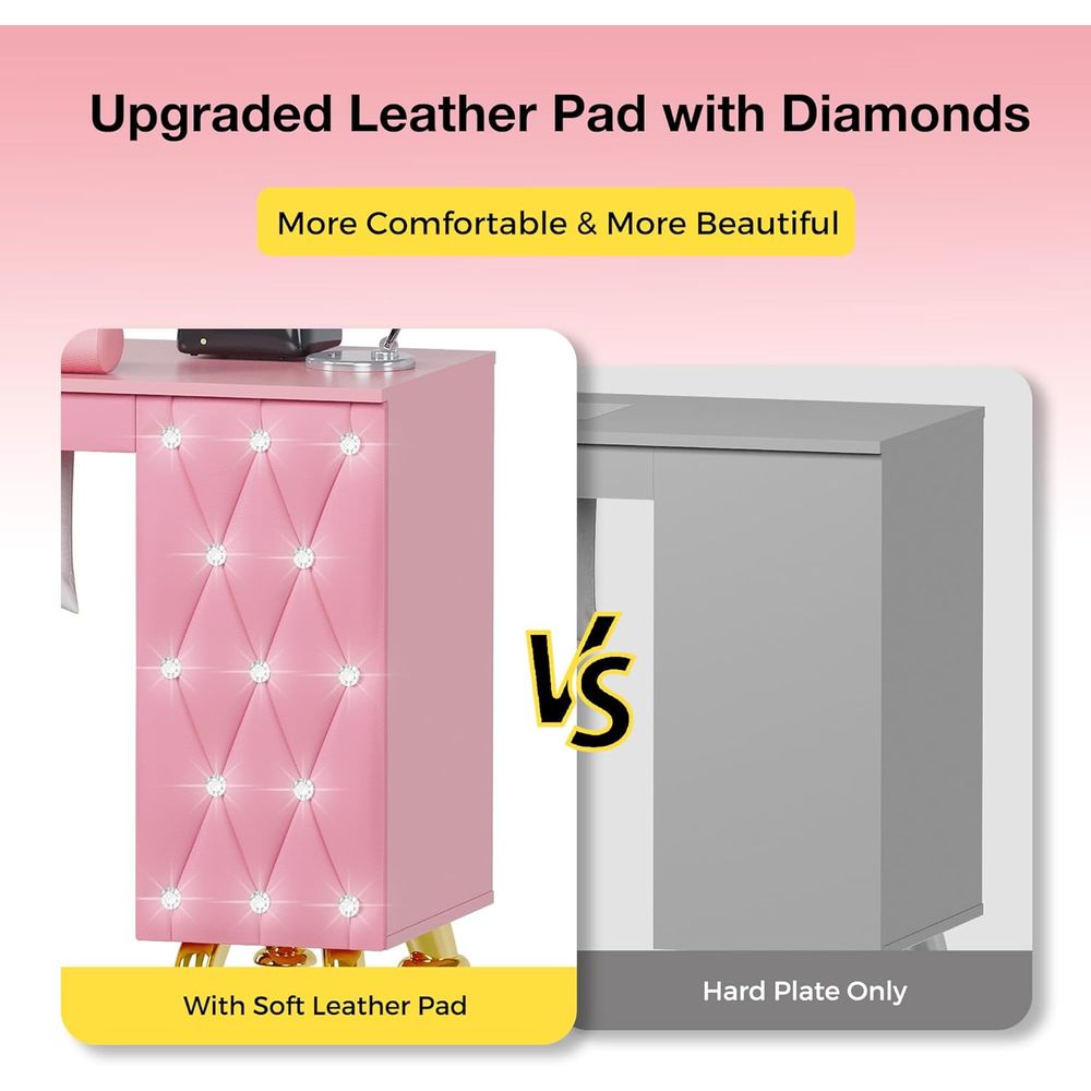 Manicure Table Nail Desk w/Dus - Leather Desk Pad review and price
