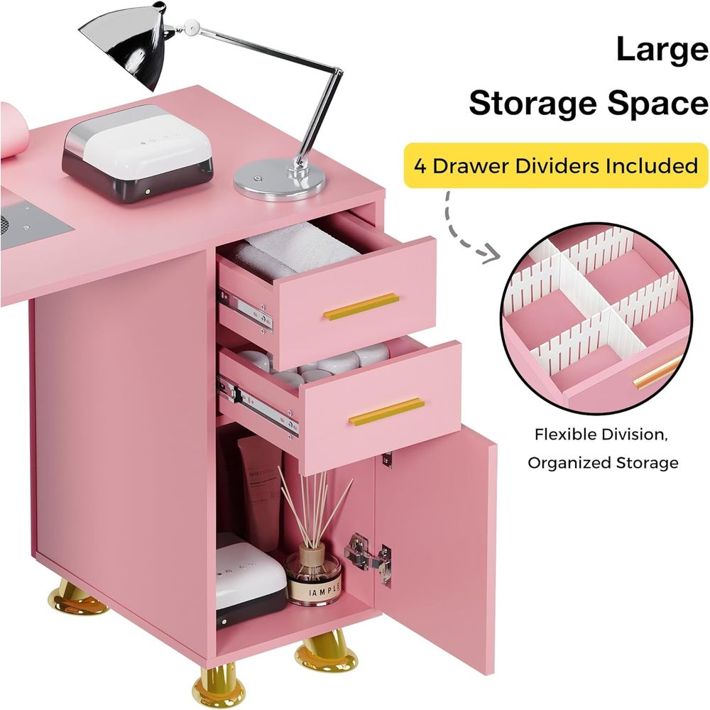 Manicure Table Nail Desk w/Dus - Leather Desk Pad review and price